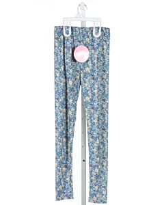 BISBY BY LITTLE ENGLISH  BLUE KNIT FLORAL  PANTS WITH PICOT STITCHING