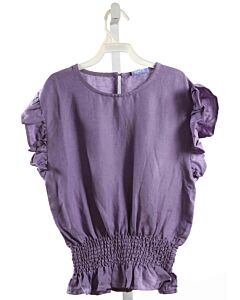 PLEAT.  PURPLE LINEN  SMOCKED SLEEVELESS SHIRT