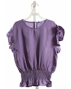 PLEAT.  PURPLE LINEN  SMOCKED SLEEVELESS SHIRT