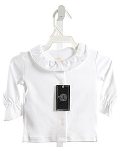 BROWN BOWEN & COMPANY  WHITE    KNIT LS SHIRT WITH RUFFLE