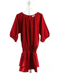 PLEAT.  RED   SMOCKED DRESS