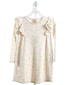 THE BEAUFORT BONNET COMPANY  CREAM  FLORAL  KNIT DRESS WITH RUFFLE