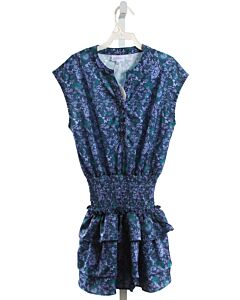 PLEAT.  BLUE  FLORAL SMOCKED DRESS