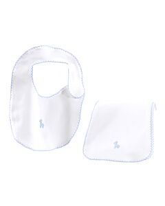 LITTLE ENGLISH  WHITE   EMBROIDERED BIB WITH PICOT STITCHING