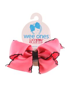 WEE ONES  HOT PINK    HAIR BOW WITH PICOT STITCHING