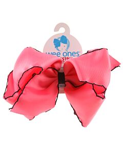 WEE ONES  HOT PINK    HAIR BOW WITH PICOT STITCHING