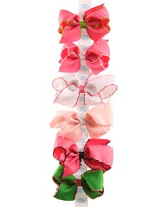 WEE ONES  MULTI-COLOR    HAIR BOW WITH PICOT STITCHING