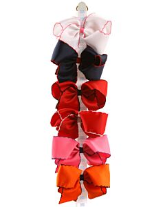 WEE ONES  MULTI-COLOR    HAIR BOW WITH PICOT STITCHING