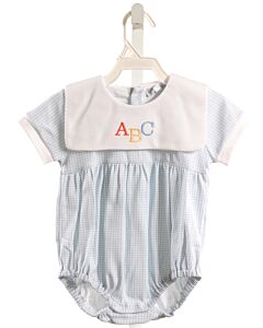 NELLAPIMA  LT BLUE  GINGHAM EMBROIDERED KNIT BUBBLE
