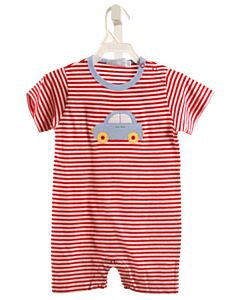 LITTLE ENGLISH  RED  STRIPED APPLIQUED KNIT SHORTALL