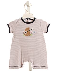 MAGNOLIA BABY  BROWN  STRIPED APPLIQUED KNIT SHORTALL