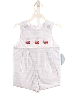 LITTLE ENGLISH  LT BLUE SEERSUCKER STRIPED EMBROIDERED JON JON