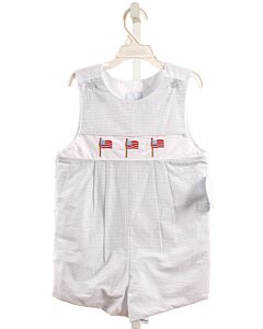 LITTLE ENGLISH  LT BLUE SEERSUCKER STRIPED EMBROIDERED JON JON