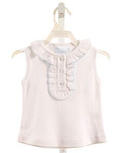 LITTLE ENGLISH  WHITE    SLEEVELESS SHIRT WITH PICOT STITCHING