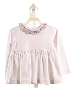 PEGGY GREEN  WHITE    KNIT LS SHIRT WITH RUFFLE