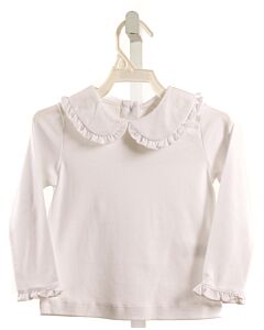 LILA + HAYES  WHITE    KNIT LS SHIRT WITH RUFFLE