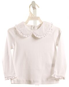 LILA + HAYES  WHITE    KNIT LS SHIRT WITH RUFFLE