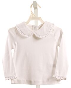 LILA + HAYES  WHITE    KNIT LS SHIRT WITH RUFFLE