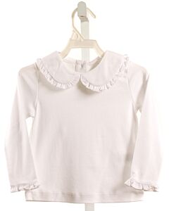 LILA + HAYES  WHITE    KNIT LS SHIRT WITH RUFFLE