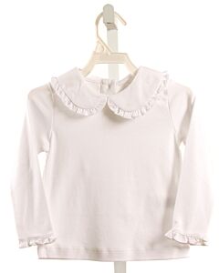 LILA + HAYES  WHITE    KNIT LS SHIRT WITH RUFFLE