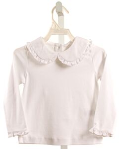 LILA + HAYES  WHITE    KNIT LS SHIRT WITH RUFFLE