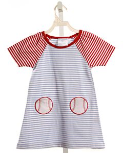 LITTLE ENGLISH  MULTI-COLOR  STRIPED APPLIQUED KNIT DRESS