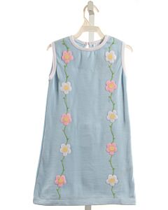 LITTLE ENGLISH  LT BLUE  FLORAL APPLIQUED KNIT DRESS
