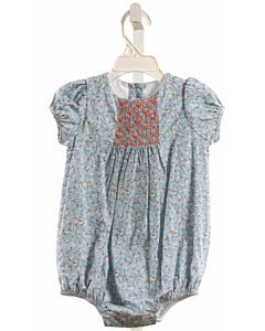 DONDOLO  BLUE  FLORAL SMOCKED BUBBLE