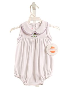 PEGGY GREEN  WHITE  FLORAL EMBROIDERED KNIT BUBBLE WITH PICOT STITCHING