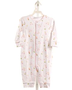 LITTLE ENGLISH  LT PINK  PRINT  KNIT ROMPER WITH PICOT STITCHING