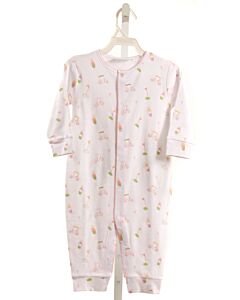LITTLE ENGLISH  LT PINK  PRINT  KNIT ROMPER WITH PICOT STITCHING