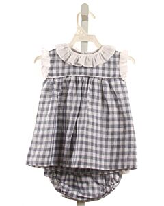 PUKATUKA  BLUE LINEN GINGHAM  2-PIECE OUTFIT WITH RUFFLE