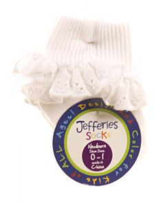 JEFFERIES SOCKS  WHITE    SOCKS WITH EYELET TRIM