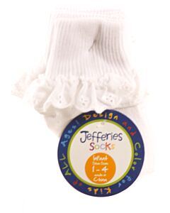 JEFFERIES SOCKS  WHITE    SOCKS WITH EYELET TRIM