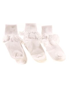 JEFFERIES SOCKS  WHITE    SOCKS WITH LACE TRIM