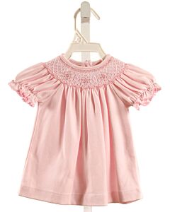 PETIT BEBE  PINK   SMOCKED KNIT DRESS WITH PICOT STITCHING