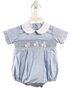 PETIT BEBE  BLUE  MICROCHECK SMOCKED BUBBLE