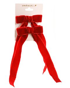 EVASHOUSE  RED VELOUR   HAIR BOW
