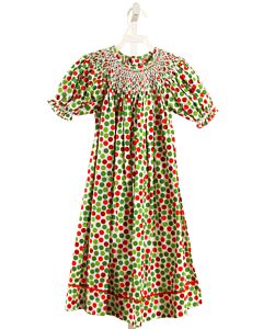 MOM & ME  GREEN  POLKA DOT SMOCKED DRESS WITH RIC RAC