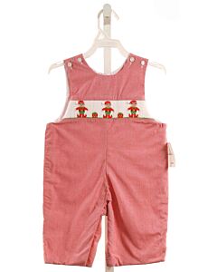 PETIT BEBE  RED  MICROCHECK SMOCKED LONGALL