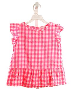 CREWCUTS  HOT PINK SEERSUCKER GINGHAM  SLEEVELESS SHIRT