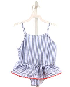 CREWCUTS  BLUE SEERSUCKER STRIPED  2-PIECE SWIMSUIT