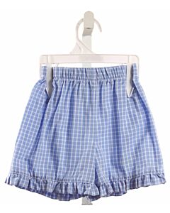 SOUTHERN SUNSHINE KIDS  BLUE  WINDOWPANE  SHORTS WITH RUFFLE