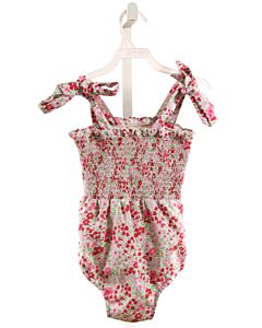CECIL & LOU  HOT PINK  FLORAL SMOCKED 1-PIECE SWIMSUIT