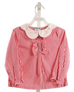 JACADI  HOT PINK  STRIPED  SHIRT-LS WITH RUFFLE