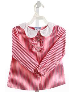 JACADI  HOT PINK  STRIPED  SHIRT-LS WITH RUFFLE