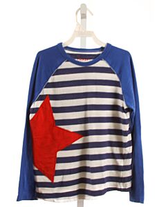 MINI BODEN  BLUE  STRIPED APPLIQUED KNIT LS SHIRT