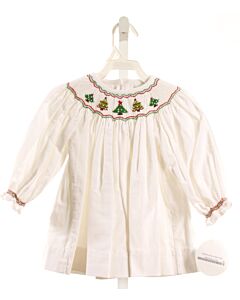 ZUCCINI  WHITE CORDUROY  SMOCKED DRESS