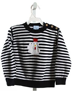 BELLA BLISS  NAVY  STRIPED APPLIQUED SWEATER