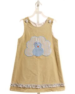 SHRIMP & GRITS  IVORY CORDUROY  APPLIQUED DRESS WITH RUFFLE
